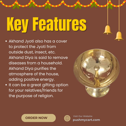 Brass Akhand Glass Jyoti Diya Stand 579g