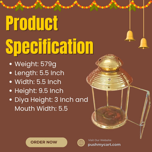 Brass Akhand Glass Jyoti Diya Stand 579g
