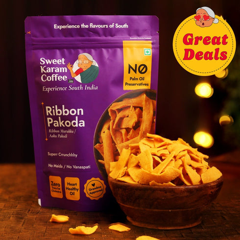 Sweet Karam Coffee Ribbon Pakoda (Ribbon Murukku)