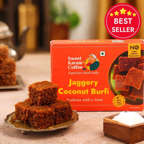 Sweet Karam Coffee Jaggery Coconut Burfi