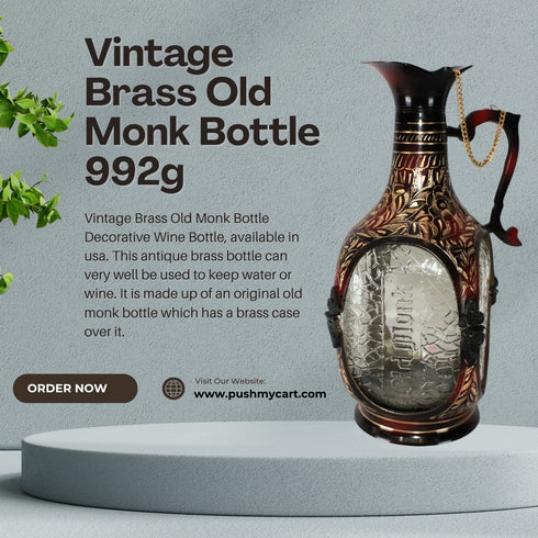Vintage Brass Old Monk Bottle 992g