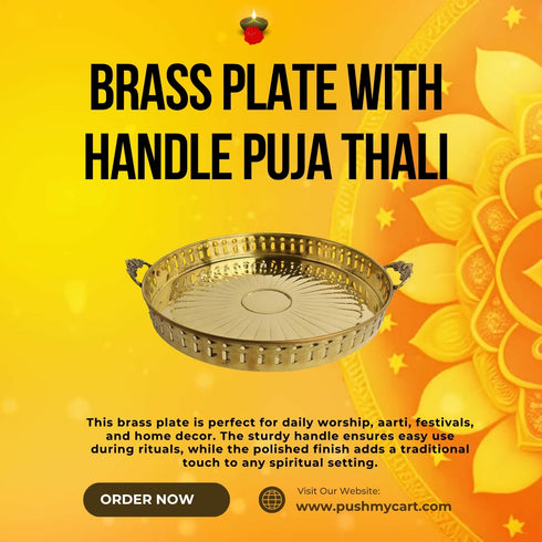 Brass Plate with Handle Puja Thali