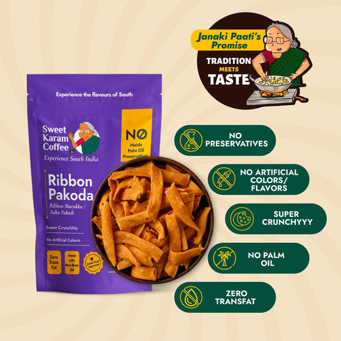 Sweet Karam Coffee Ribbon Pakoda (Ribbon Murukku)