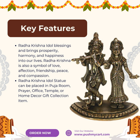 Brass Radha Krishna Idol 1517g