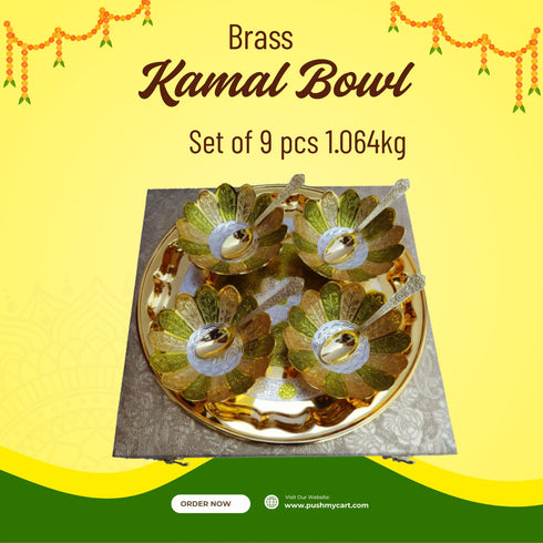 Brass Kamal Bowl Set of 9 pcs 1.064kg