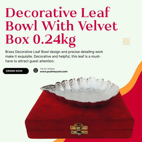 Brass Decorative Leaf Bowl With Velvet Box 0.24kg