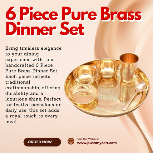 6 Piece Pure Brass Dinner Set