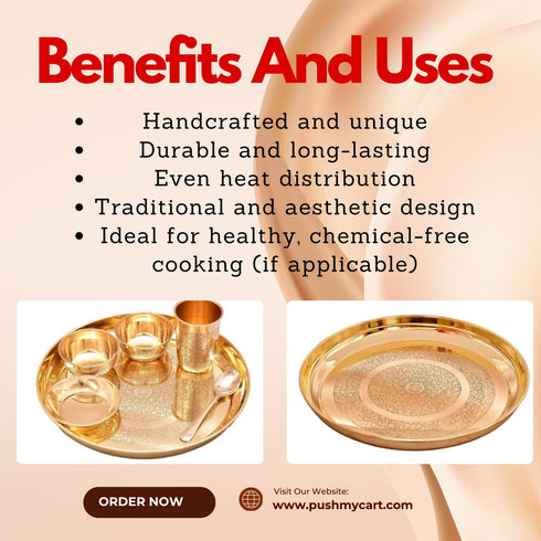 6 Piece Pure Brass Dinner Set