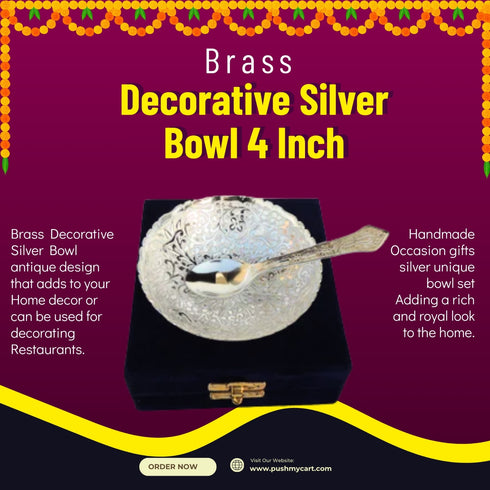 Brass Decorative Silver Bowl 4 Inch 0.05kg