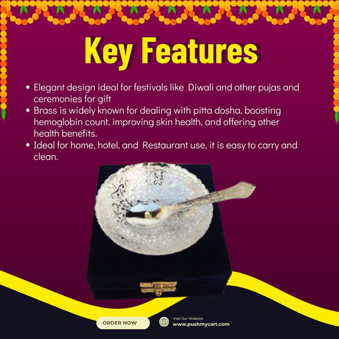Brass Decorative Silver Bowl 4 Inch 0.05kg