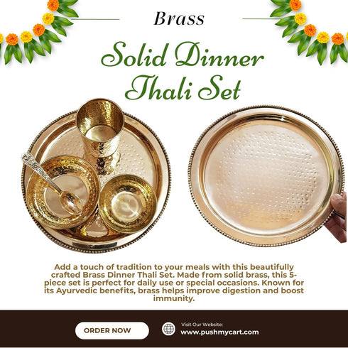 Brass Solid Dinner Thali Set