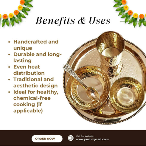 Brass Solid Dinner Thali Set