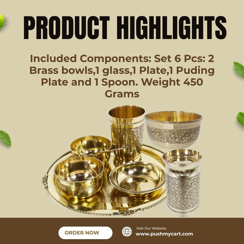Brass Thali 6 Pices Set