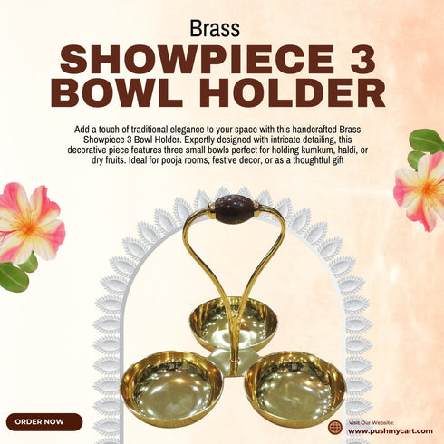 Brass Showpiece 3 Bowl Holder 240g