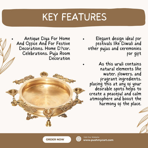 Brass Urli With Deepak 7kg