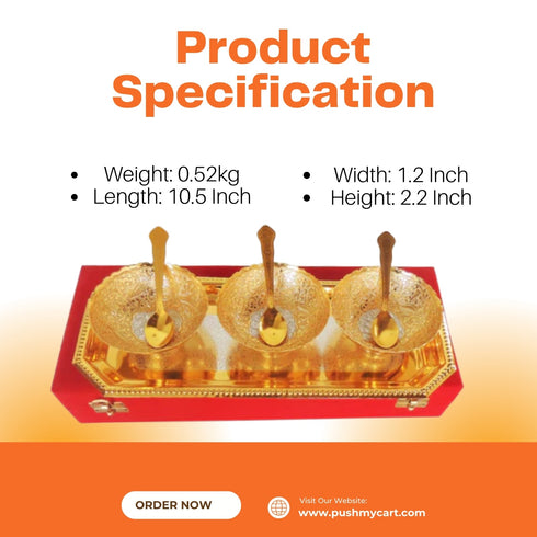 Brass 3 Pcs Decoratice Bowl Set With Velvet Box 0.52kg