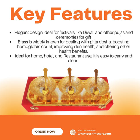 Brass 3 Pcs Decoratice Bowl Set With Velvet Box 0.52kg