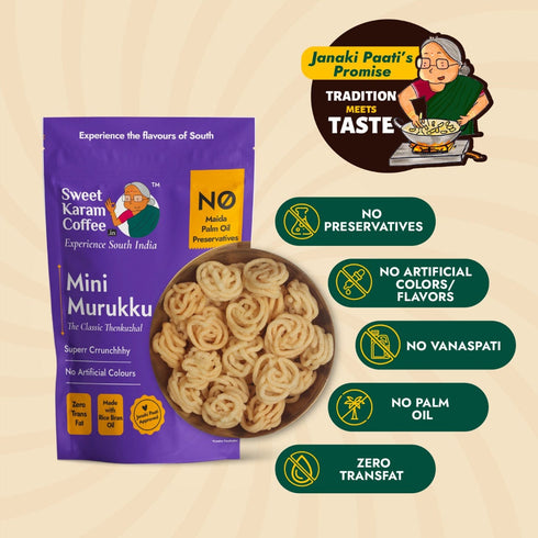 Sweet Karam Coffee Mini Murukku (Oosi Thenkuzhal)