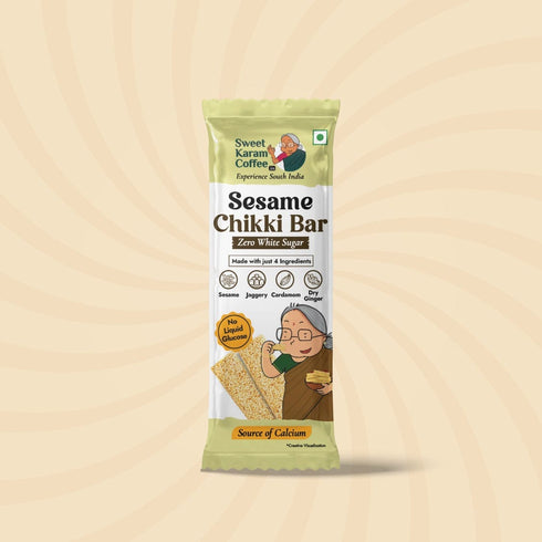 Sweet Karam Coffee White Sesame Chikki Bar (Zero White Sugar)
