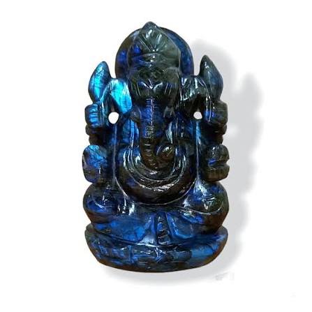 Hand Carved Gemstone Ganpati Murti for Pooja