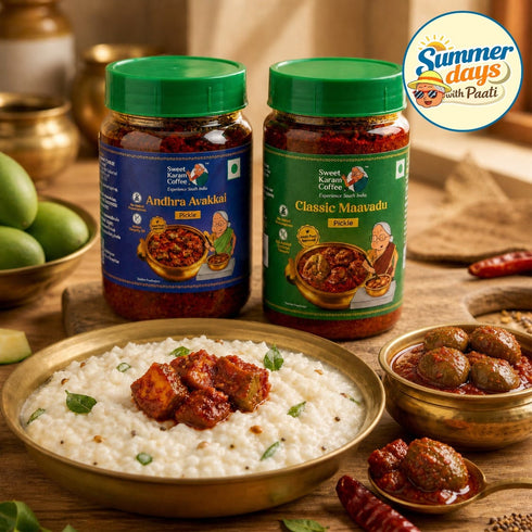 Sweet Karam Coffee Maavadu + Avakkai Pickle Combo