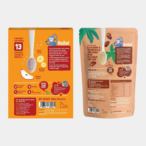 Slurrp Farm Wheat, Apple & Banana Cereal and Date Powder Combo