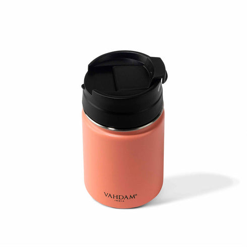 Vahdam Tea Vitality Flip Bottle Insulated Coral