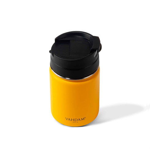 Vahdam Tea Vitality Flip Bottle Insulated Yellow