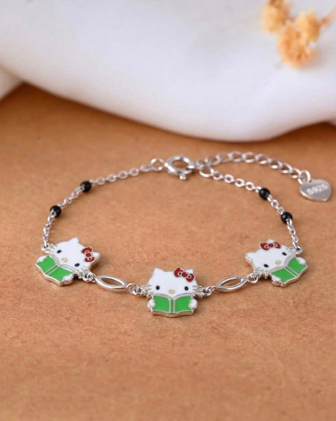 Meera Jaipur White Kitty Charms Bracelet