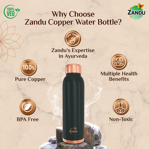 Zandu Copper Water Bottle|950ml