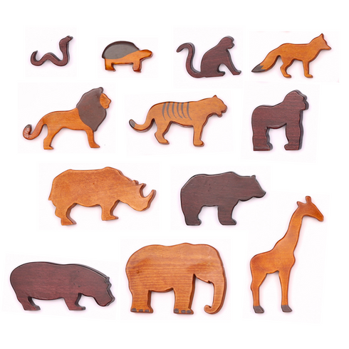 Ariro Toys Wooden Wild Animals Set of 12