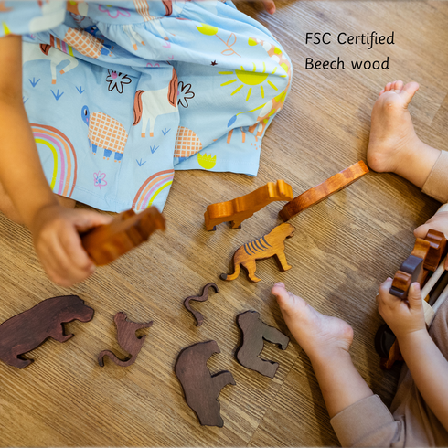 Ariro Toys Wooden Wild Animals Set of 12