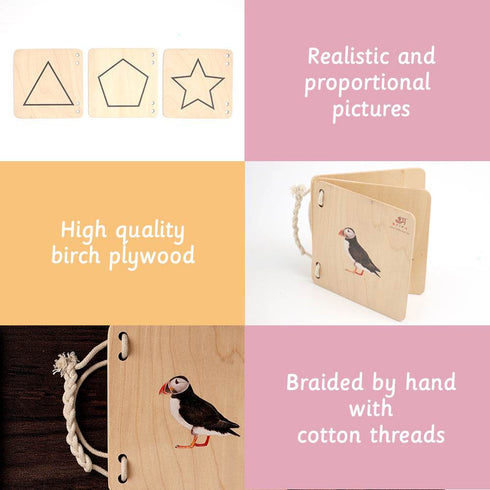 Ariro Toys Wooden Pictorial Books- Black and White