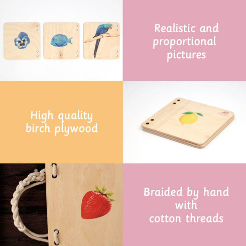 Ariro Toys Wooden Pictorial Books- Primary colours