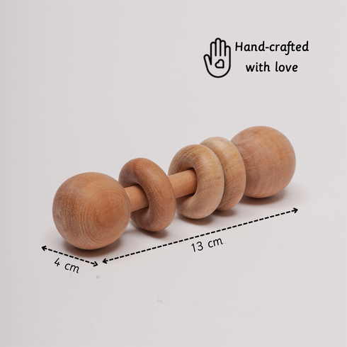 Ariro Toys Wooden Rattle - Dumbbell with Rings