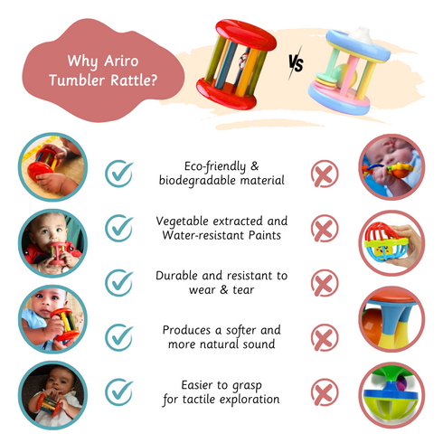 Ariro Toys Wooden Rattle - Small Tumbler Red