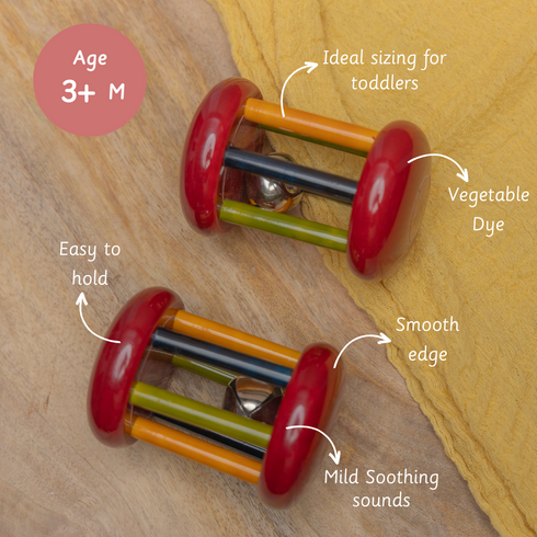 Ariro Toys Wooden Rattle - Small Tumbler Red