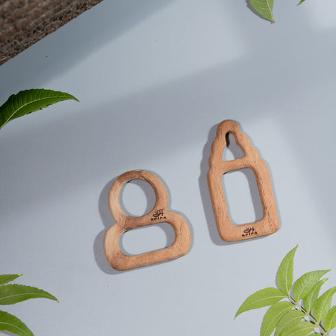 Ariro Toys Wooden Teethers - Pacifier and Milk bottle
