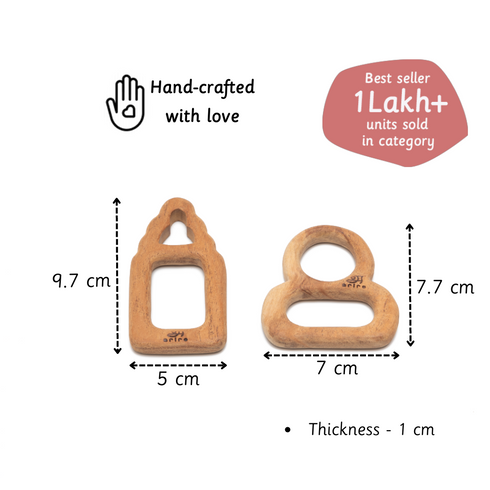 Ariro Toys Wooden Teethers - Pacifier and Milk bottle