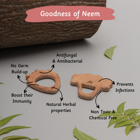 Ariro Toys Wooden Teethers - Strawberry and Broccoli