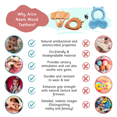 Ariro Toys Wooden Teethers - Strawberry and Broccoli