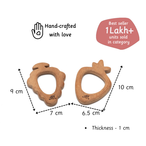 Ariro Toys Wooden Teethers - Grape and Carrot