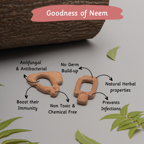 Ariro Toys Wooden Teethers - Cheese and ice-cream stick