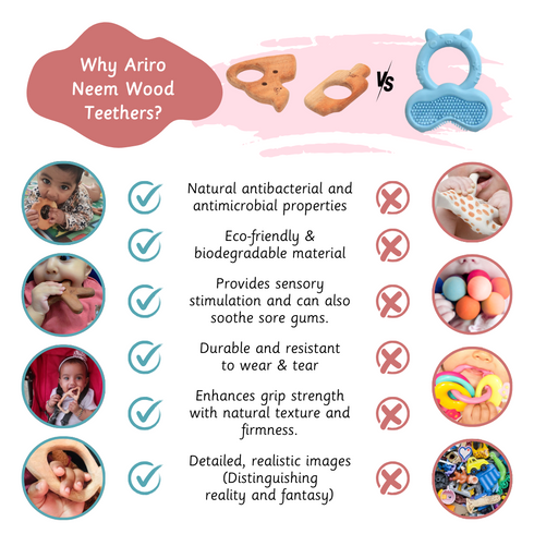 Ariro Toys Wooden Teethers - Cheese and ice-cream stick