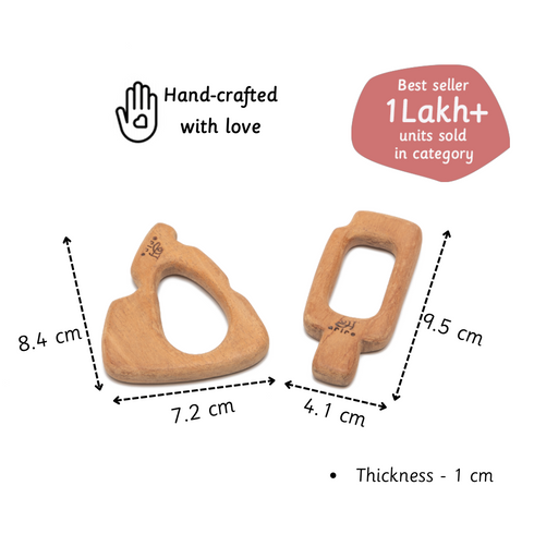 Ariro Toys Wooden Teethers - Cheese and ice-cream stick