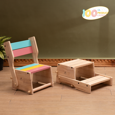 Ariro Toys Wooden Convertible Step Stool and Chair