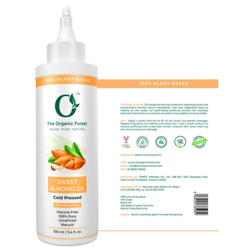 The Organic Forest Sweet Almond Oil For Skin| Face| Hair