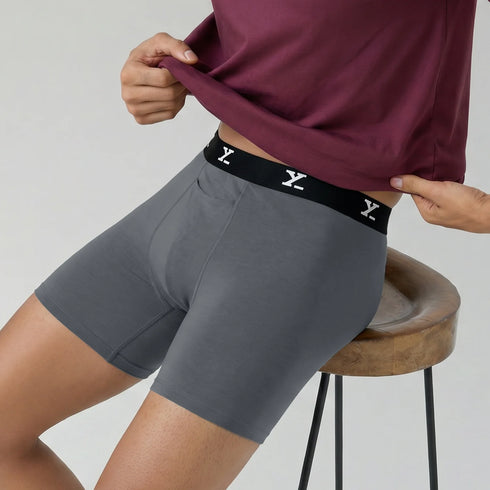 XYXX Super Combed Cotton-Modal Boxer Briefs - Charcoal Grey
