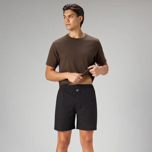 XYXX Printed Outer Boxers - Mocha Black