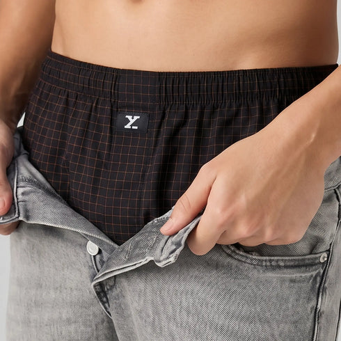 XYXX Printed Outer Boxers - Mocha Black